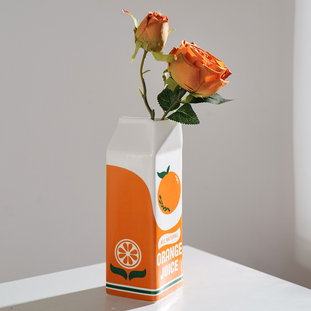 Ceramic Orange Juice Flower Vase