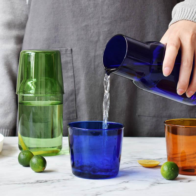 Colourful Borosilicate Glass Cup & Carafe Set
