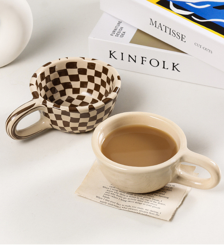 Irregular Chessboard Ceramic Mug
