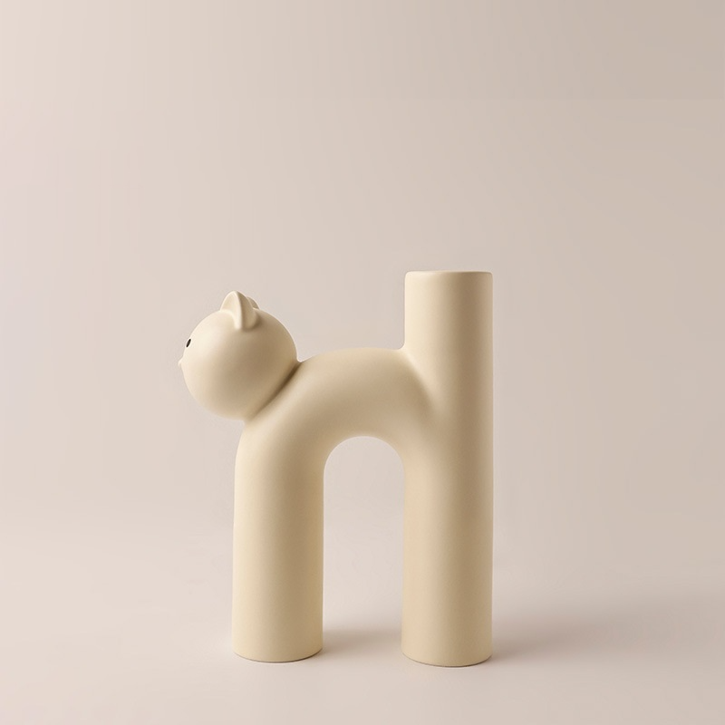 Pastel Ceramic Cat Flower Vase