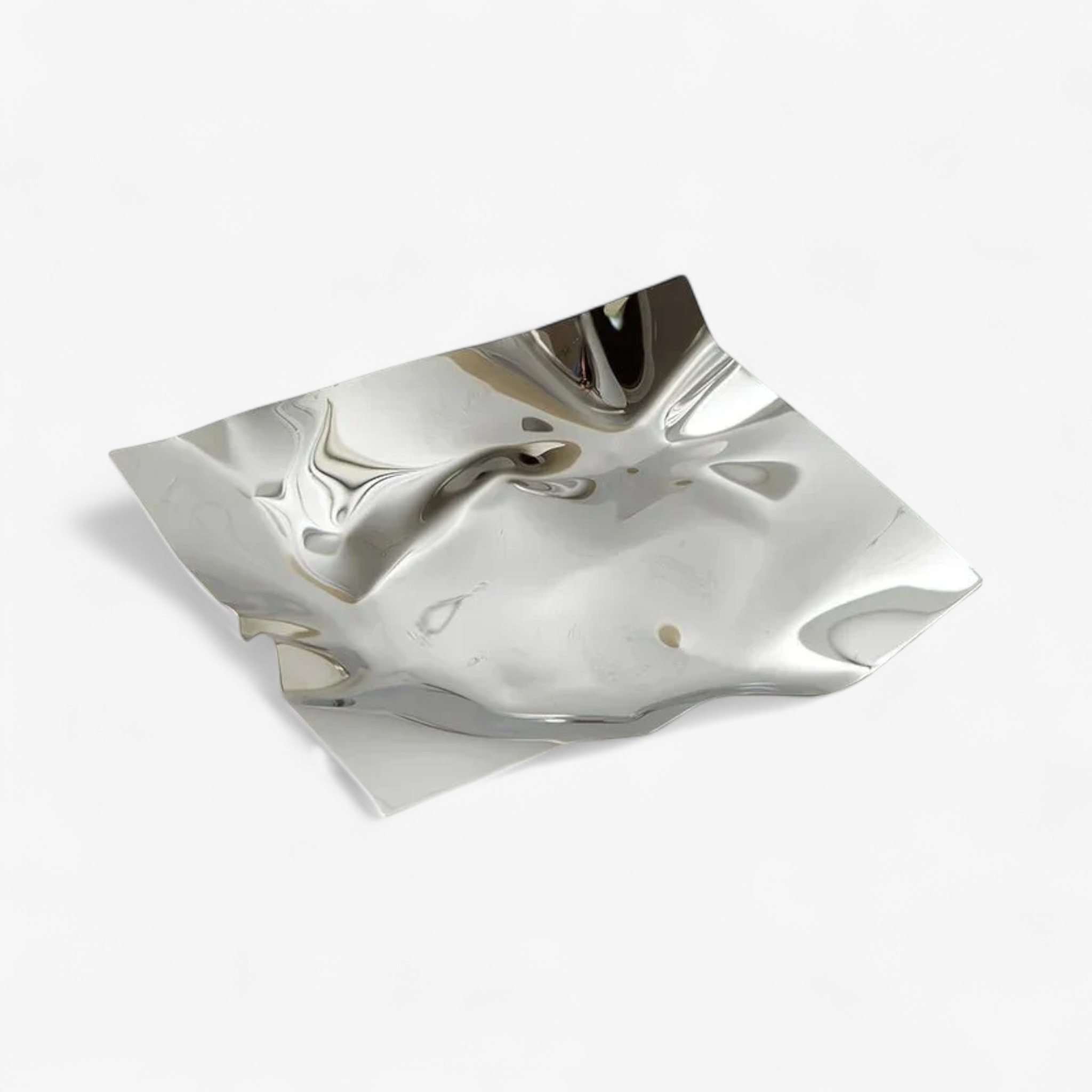 Crumpled Polished Stainless Steel Tray