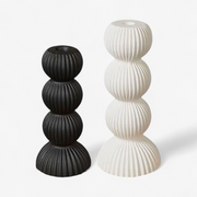 Modern Ribbed Ceramic Candle Holders