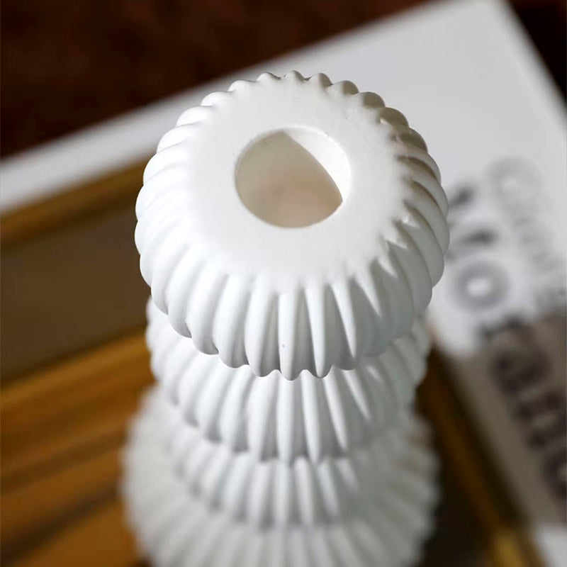 Modern Ribbed Ceramic Candle Holders