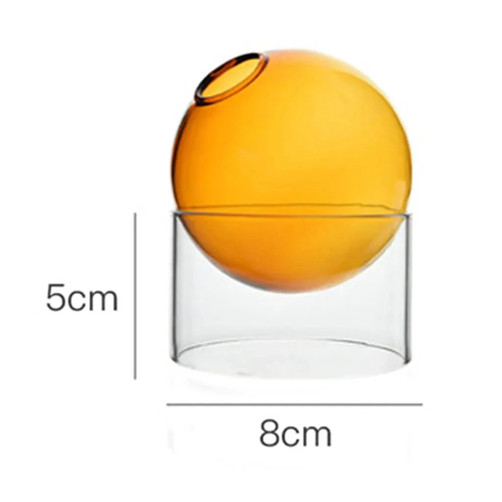 Variant image for Modern Round Clear Glass Vase for Hydroponics and Floral Arrangements – 8cm Diameter, Durable Borosilicate Material-9