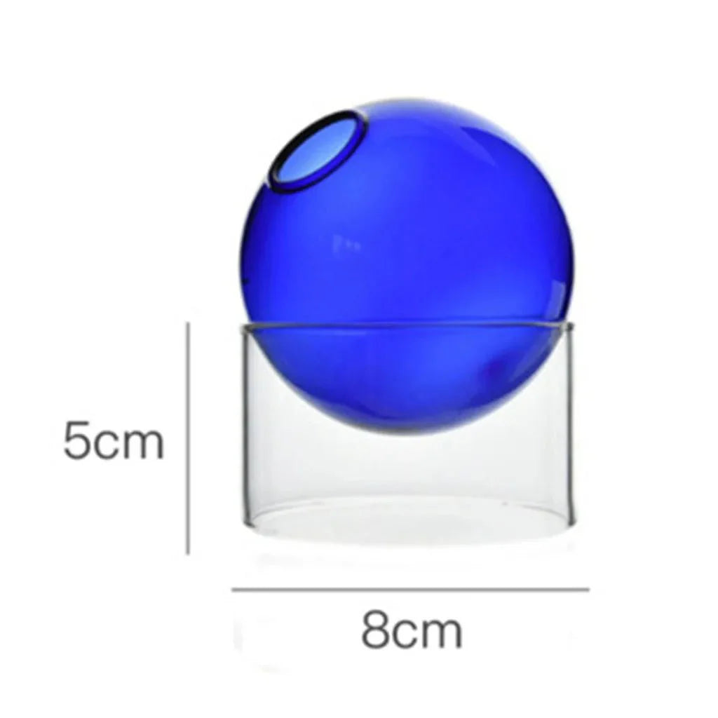 Variant image for Modern Round Clear Glass Vase for Hydroponics and Floral Arrangements – 8cm Diameter, Durable Borosilicate Material-5