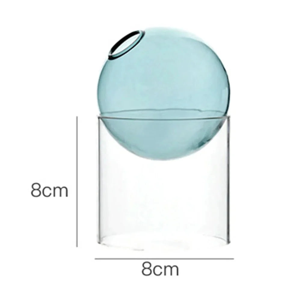 Variant image for Modern Round Clear Glass Vase for Hydroponics and Floral Arrangements – 8cm Diameter, Durable Borosilicate Material-6