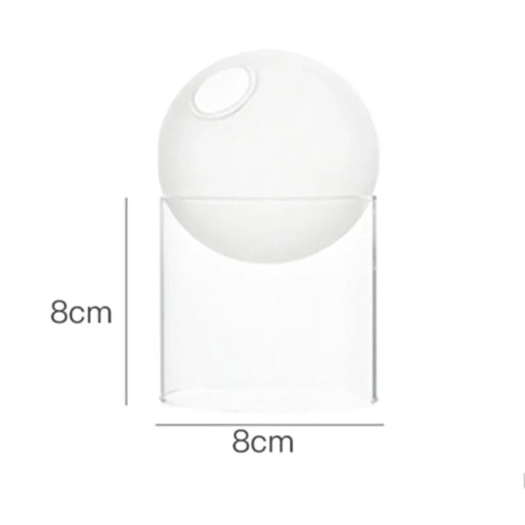 Variant image for Modern Round Clear Glass Vase for Hydroponics and Floral Arrangements – 8cm Diameter, Durable Borosilicate Material-2