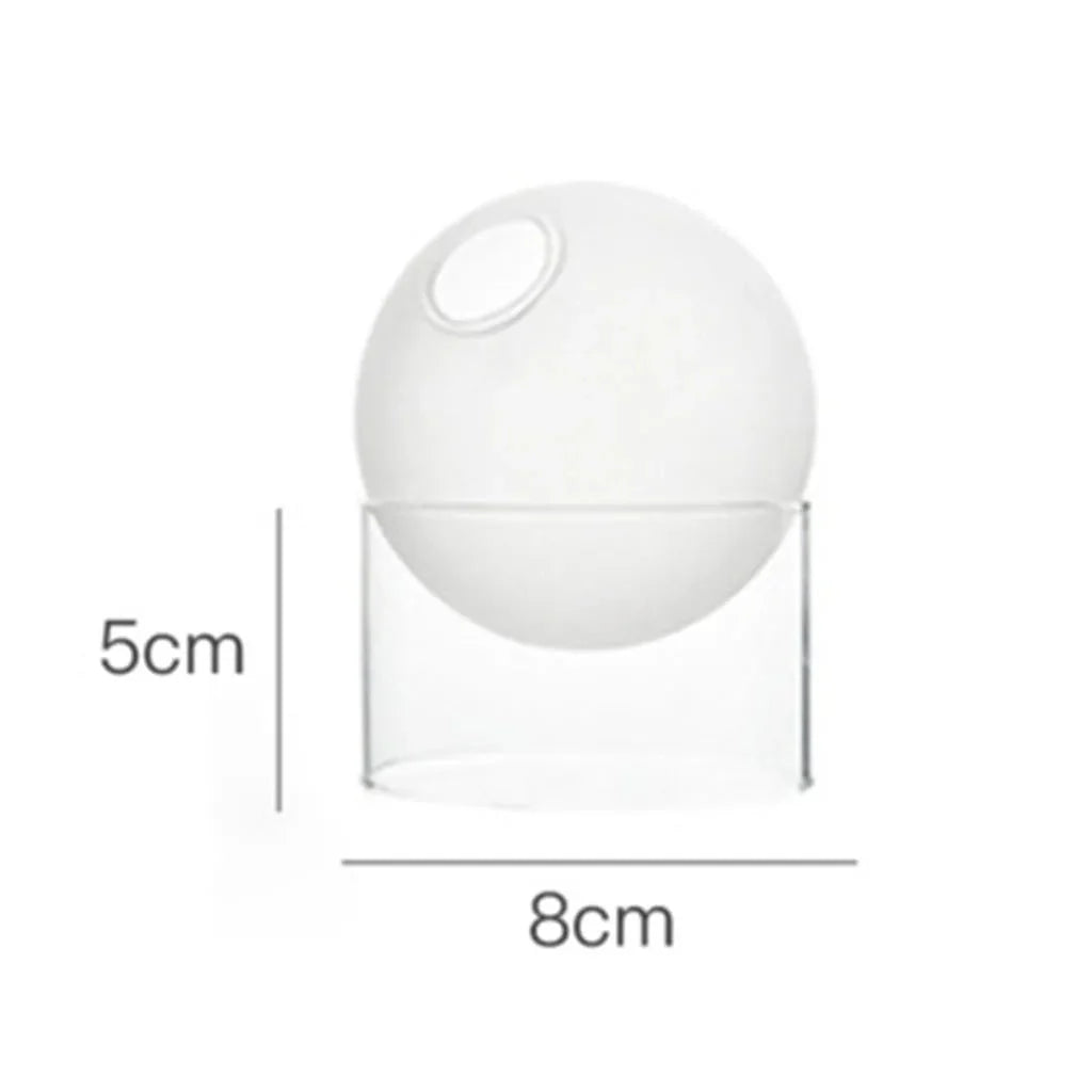 Variant image for Modern Round Clear Glass Vase for Hydroponics and Floral Arrangements – 8cm Diameter, Durable Borosilicate Material-1