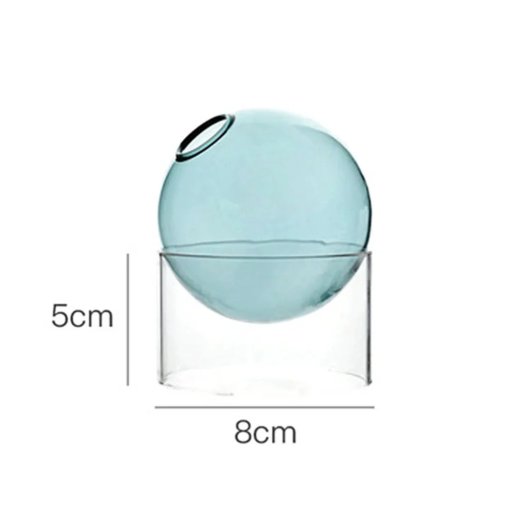 Variant image for Modern Round Clear Glass Vase for Hydroponics and Floral Arrangements – 8cm Diameter, Durable Borosilicate Material-7