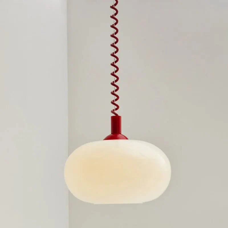 Variant image for Modern Glass Pendant Chandelier Light – Adjustable Height, White Lampshade, Perfect for Living Room and Dining Area-9