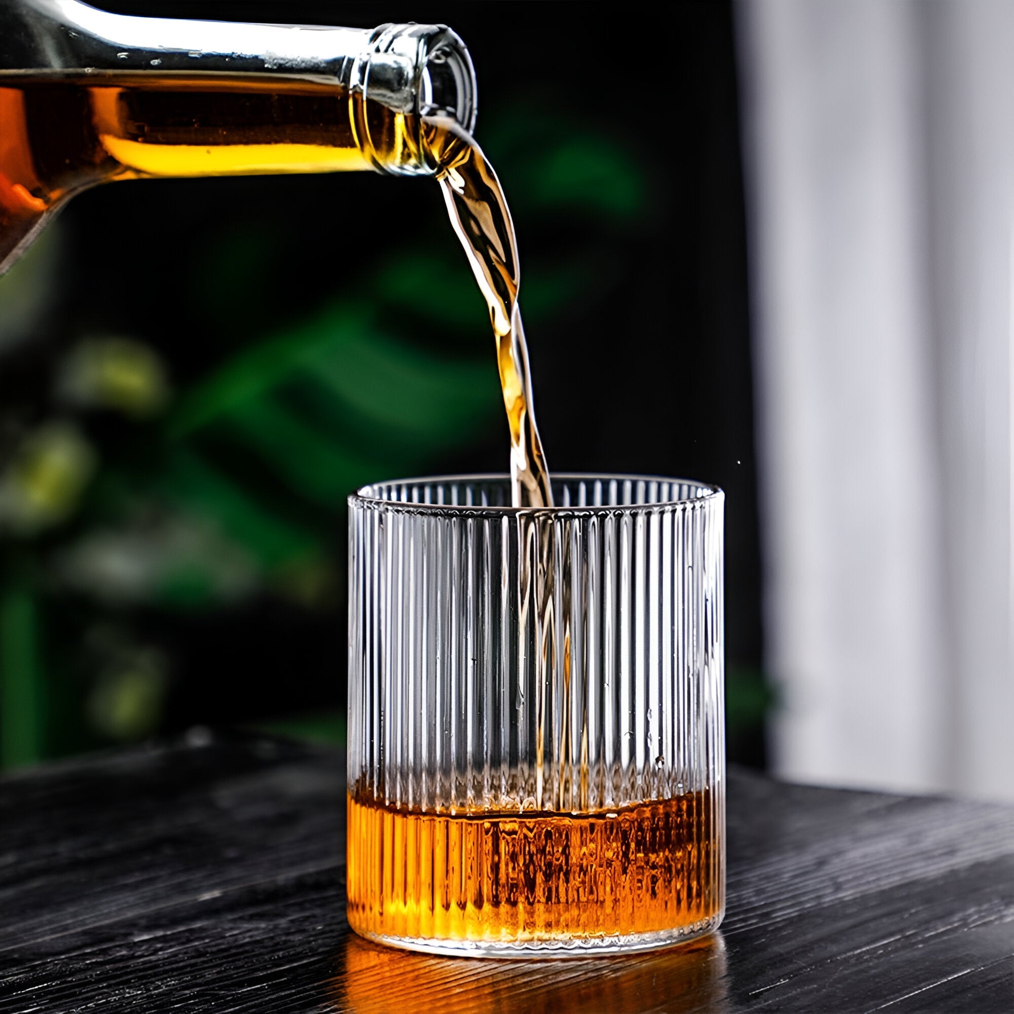 Japanese Style Clear Striped Glass Cup – 300ml Round Whisky Glass for Juice, Coffee, and Spirits-3
