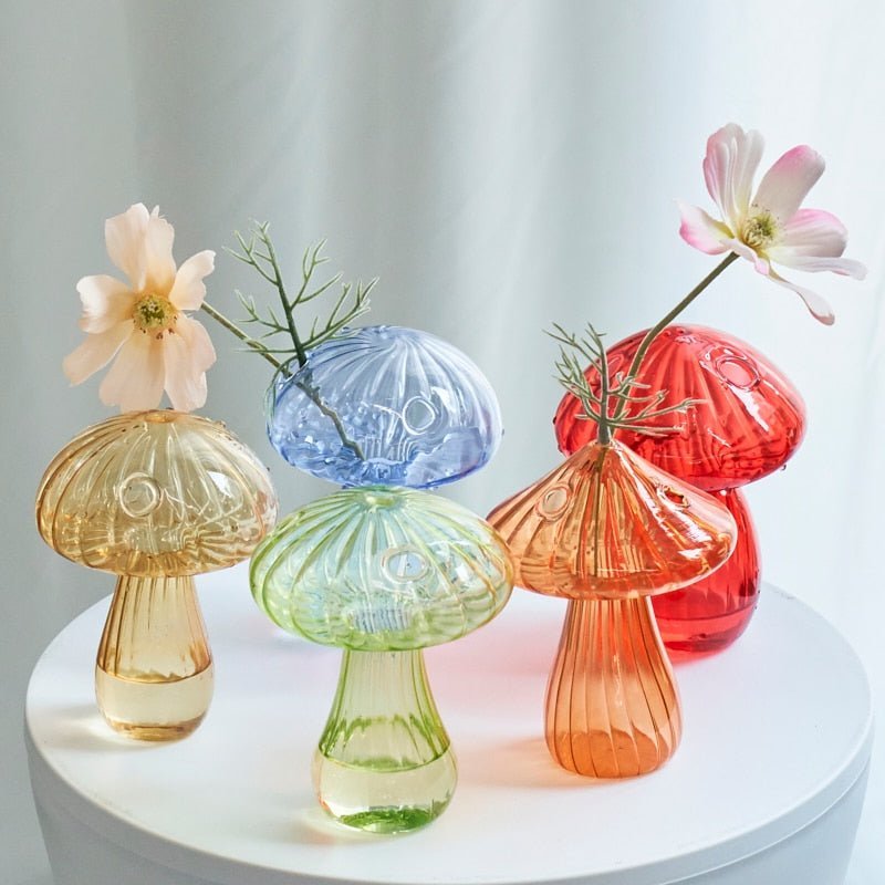 Mini Glass Mushroom Bud Vase – Unique Small Vase for Hydroponic Flowers and Home Decor-5