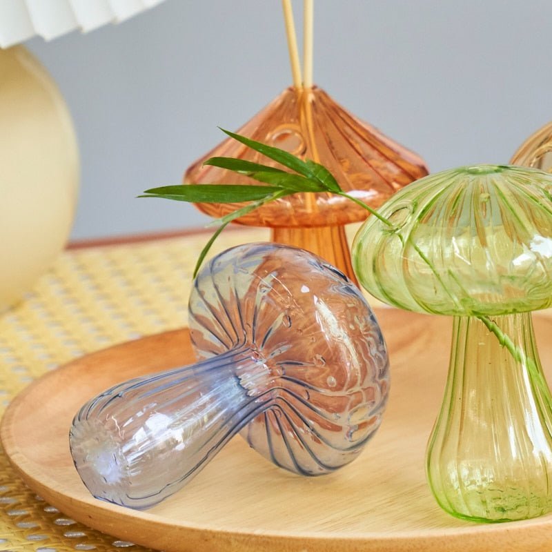 Mini Glass Mushroom Bud Vase – Unique Small Vase for Hydroponic Flowers and Home Decor-6