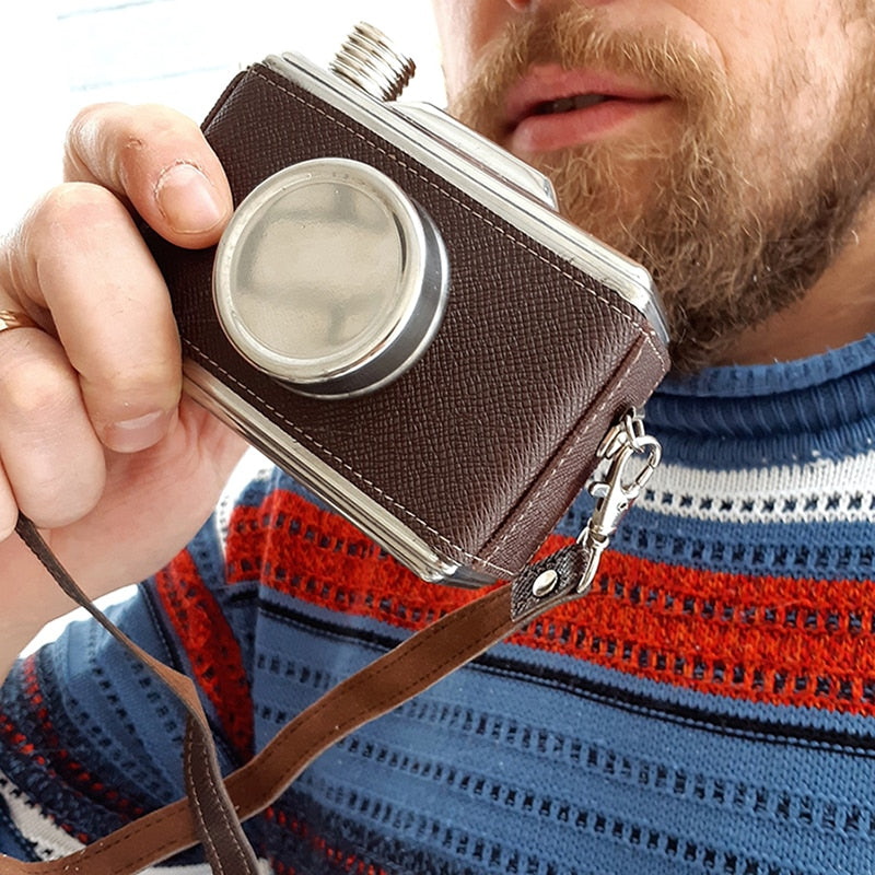 Vintage Camera Hip Flask