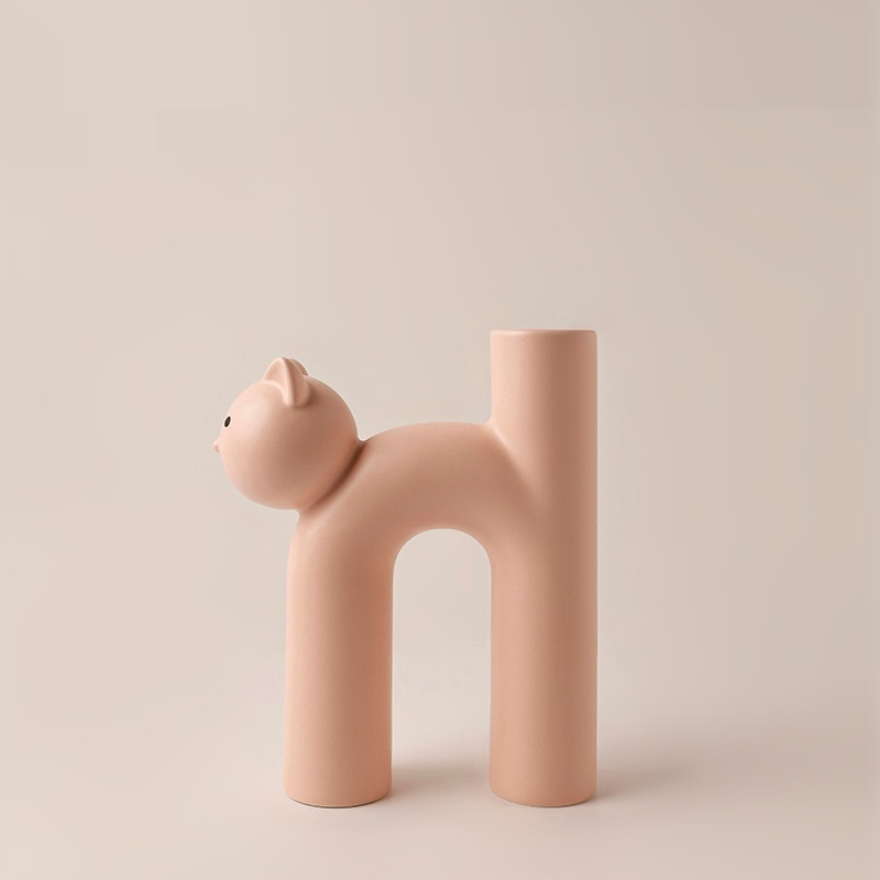 Pastel Ceramic Cat Flower Vase