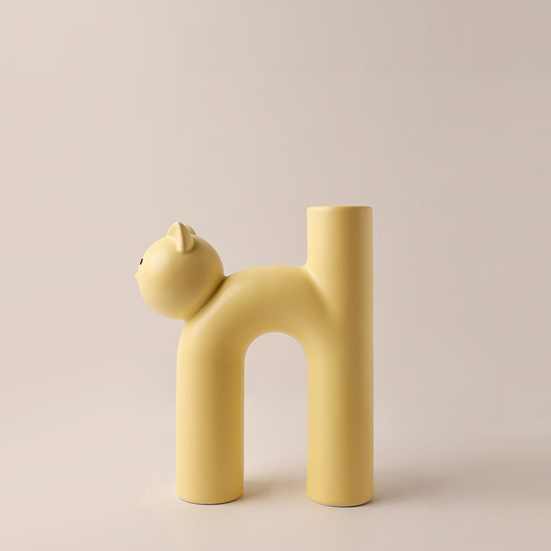 Pastel Ceramic Cat Flower Vase