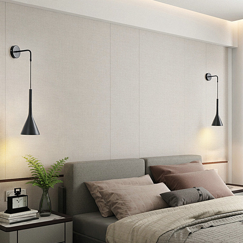 Mid-Century Scandinavian Bedside Wall Light with Adjustable Cord