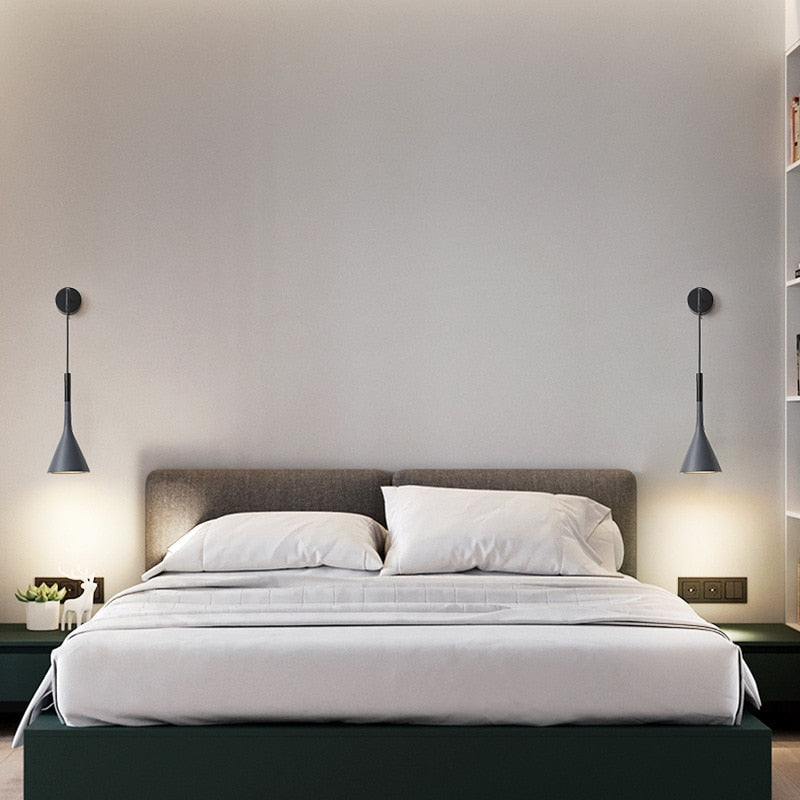 Mid-Century Scandinavian Bedside Wall Light with Adjustable Cord