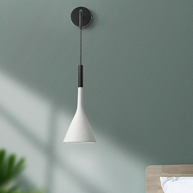 Variant image for Mid-Century Scandinavian Wall Light with Adjustable Cord – Modern Pendant Bedside Lighting in White, Black, or Grey-1