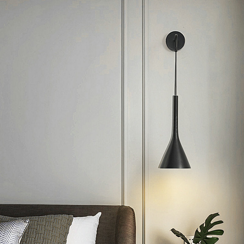 Variant image for Mid-Century Scandinavian Wall Light with Adjustable Cord – Modern Pendant Bedside Lighting in White, Black, or Grey-2