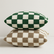 Plush Fleece Chequerboard Cushion Cover