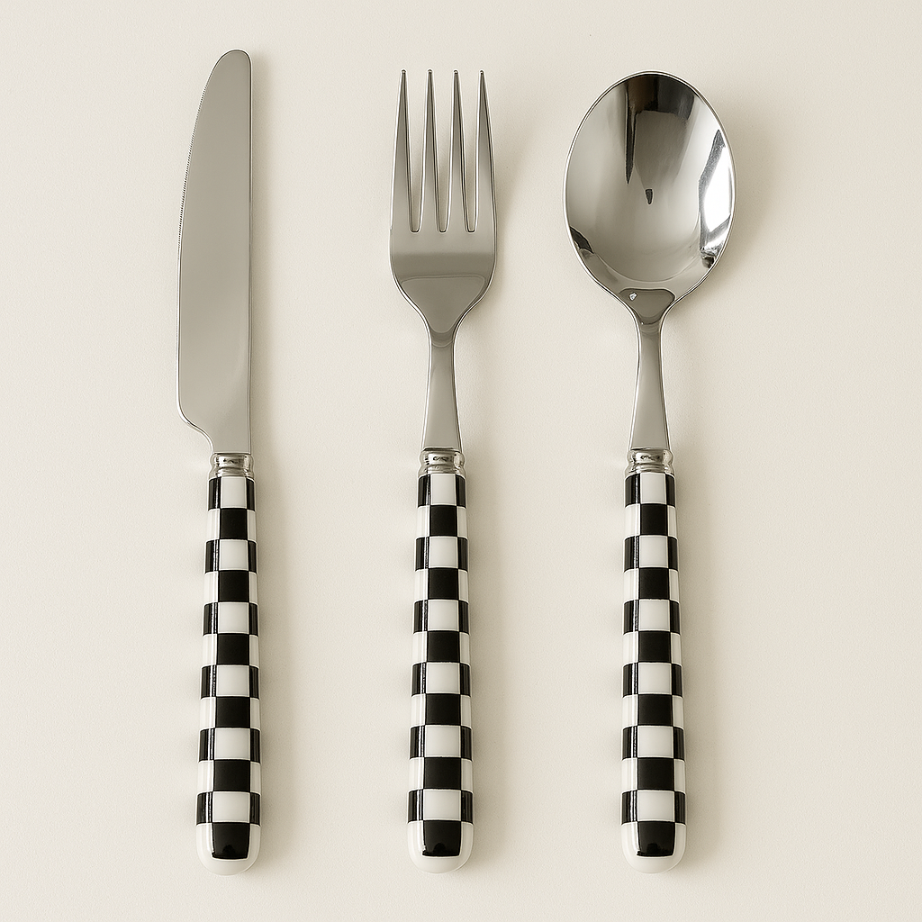 Chequered Pattern Stainless Steel Cutlery Set