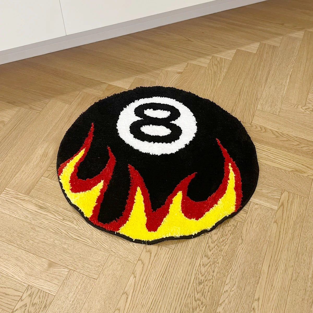 8 Ball Fire - Handmade Tufted Rug