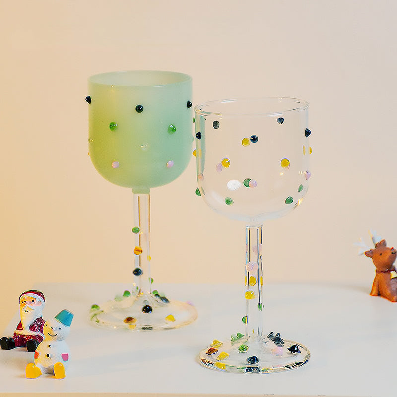 Colorful Dots Wine Glass – 23cm Tall Borosilicate Glass, Dishwasher Safe, Ideal for Wine and Cocktails-4