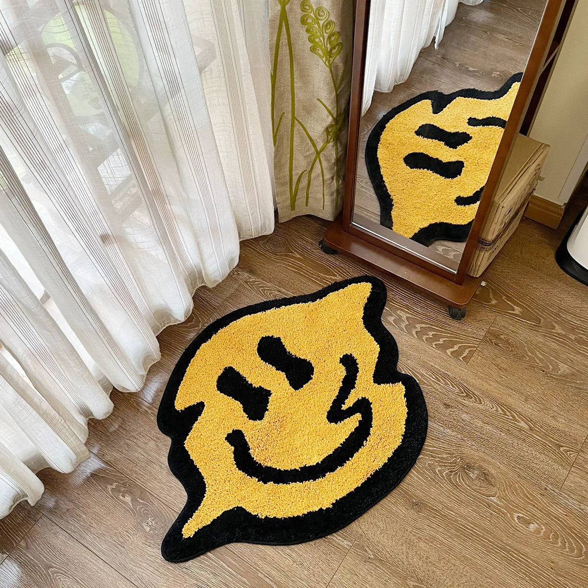 Trippy Yellow Smudge - Handmade Tufted Rug