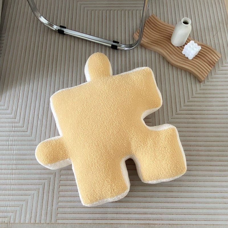 Fluffy Polyester Cushion for Chair, Sofa, and Bed – 55 x 55 cm Soft and Cozy Puzzle Design-1