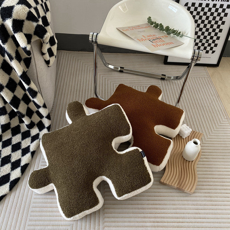 Fluffy Polyester Cushion for Chair, Sofa, and Bed – 55 x 55 cm Soft and Cozy Puzzle Design-4