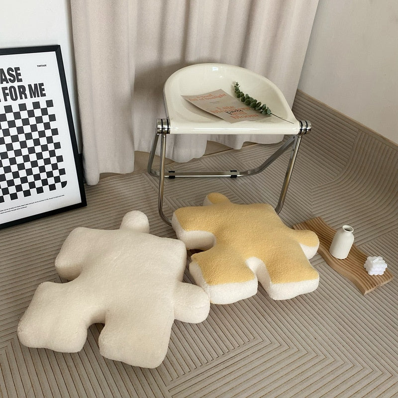 Fluffy Polyester Cushion for Chair, Sofa, and Bed – 55 x 55 cm Soft and Cozy Puzzle Design-6