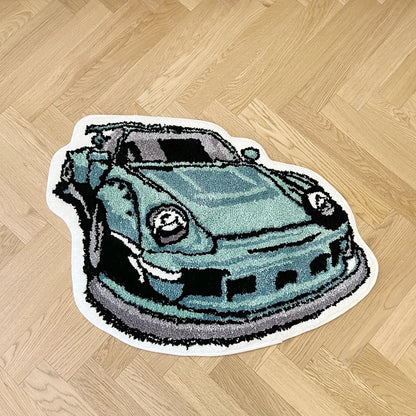 Porsche Racing Car - Handmade Tufted Rug