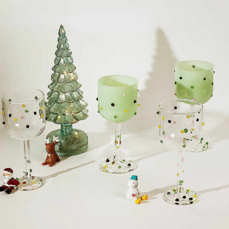 Colorful Dots Wine Glass – 23cm Tall Borosilicate Glass, Dishwasher Safe, Ideal for Wine and Cocktails-3