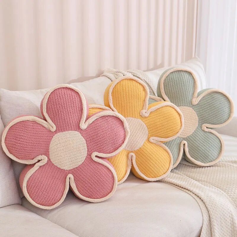 Pastel Flower Decorative Pillow – Soft Fluffy Throw Pillows for Couch and Bed, Available in 50cm and 60cm-2