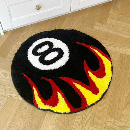 8 Ball Fire - Handmade Tufted Rug