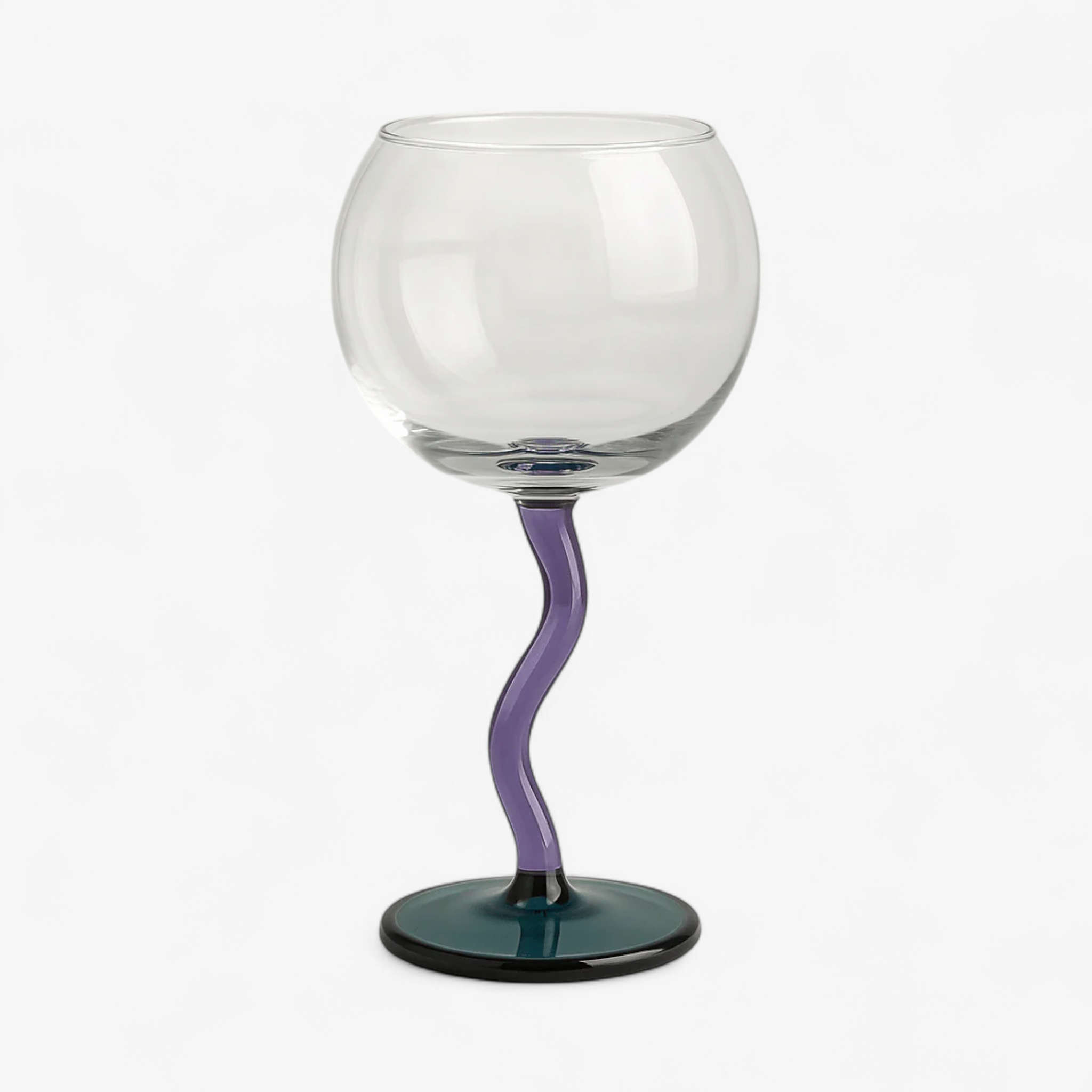 Colourful Handblown Wavy Wine Glasses
