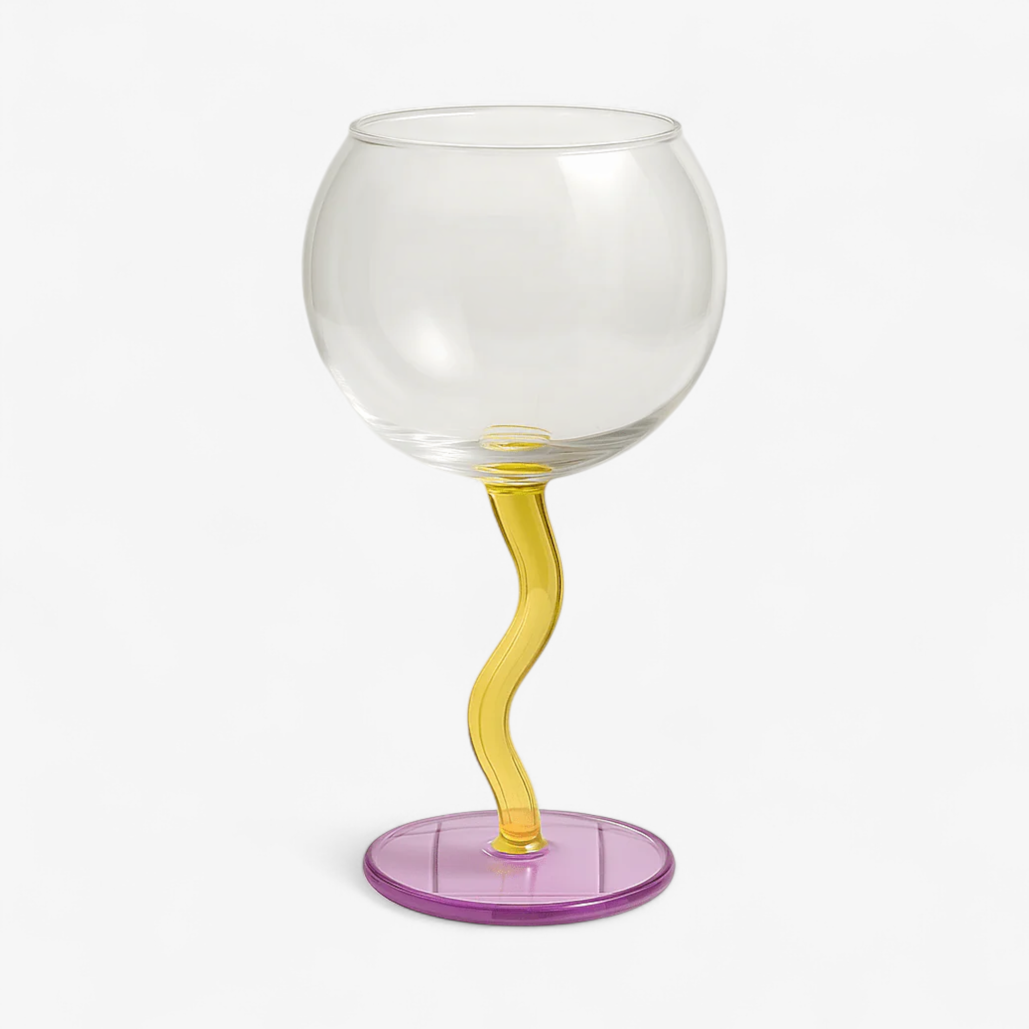 Colourful Handblown Wavy Wine Glasses