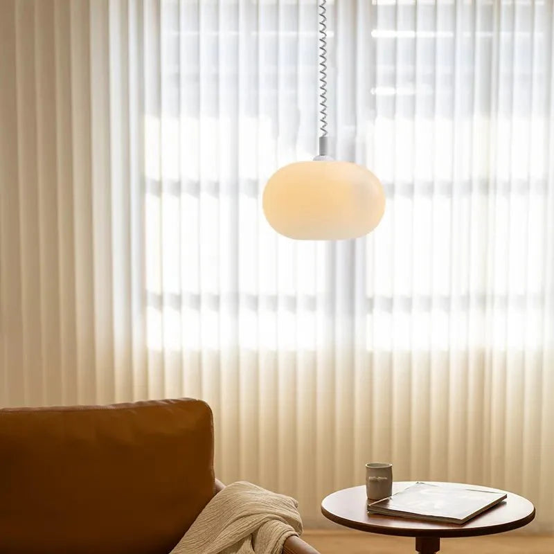 Modern Glass Pendant Chandelier Light – Adjustable Height, White Lampshade, Perfect for Living Room and Dining Area-3