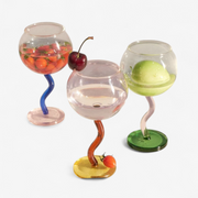 Colourful Handblown Wavy Wine Glasses