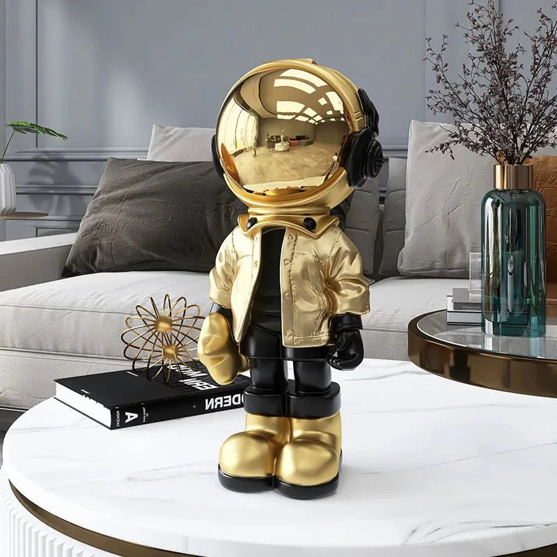 Golden Plated Astronaut Statue – Modern Resin Space Decor for Home, 35 x 16 cm, Unique Ornament for Space Enthusiasts-6