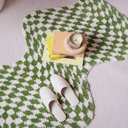 Wavy Checkerboard Mini Area Rug – Soft Washable Polyester with Anti-Slip Base, 120x88cm for Living Room-1