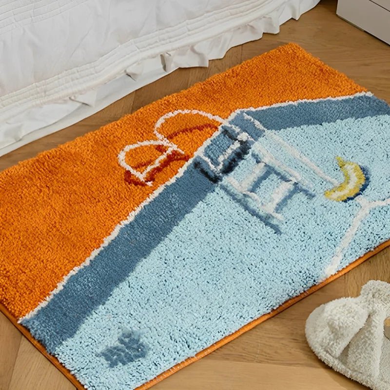 Swimming Pool Design Non-Slip Bath Mat – Soft Tufted Bathroom Rug, 60 x 40 cm, Easy to Clean, Unique Cartoon Style-4